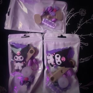 3 sets of kuromi straw toppers